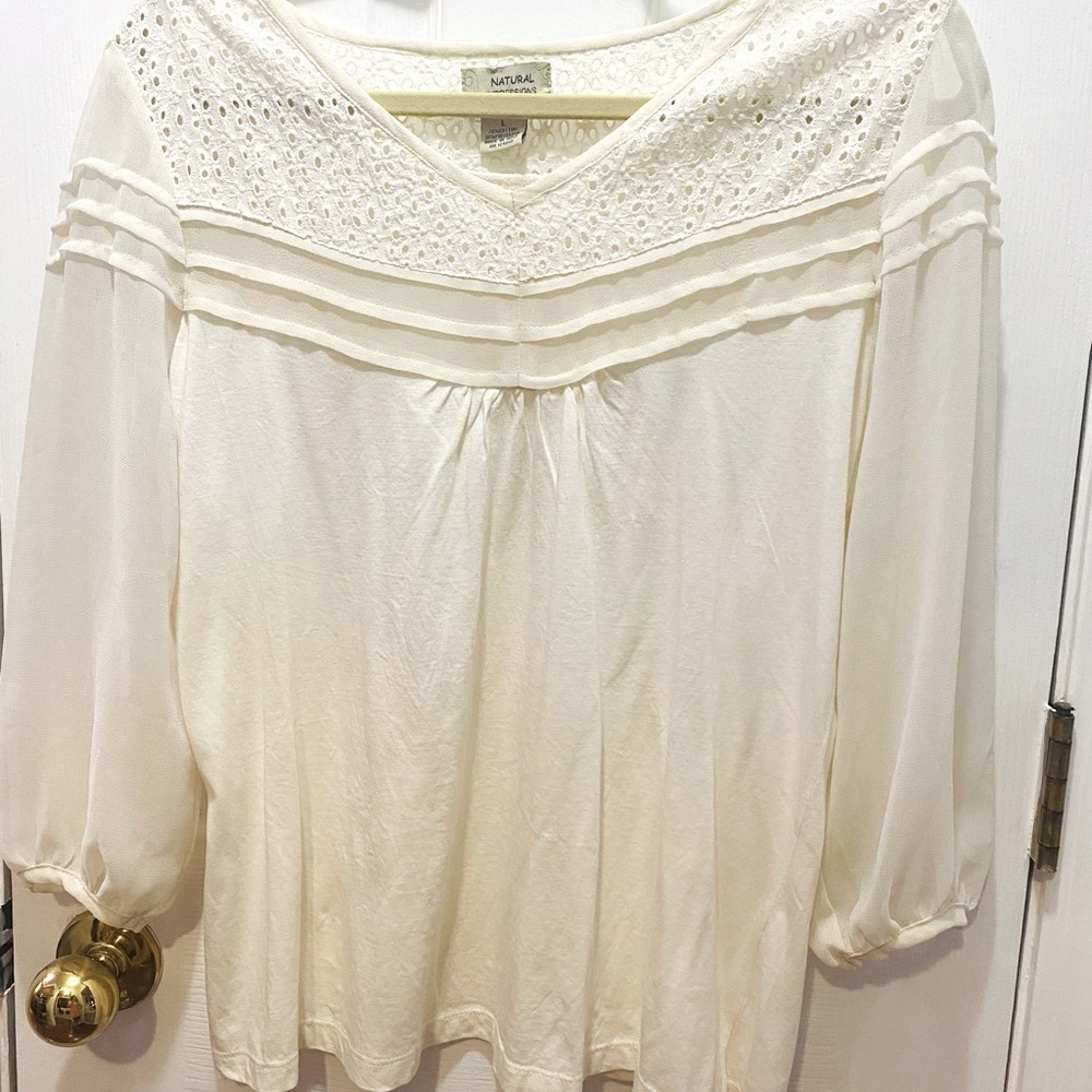 Womens Natural Impressions large off white top